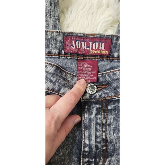 JouJou Premium Denim Juniors Size 11/12 Acid Wash Dark Blue Skinny Jeans 80's Re - Picture 6 of 6